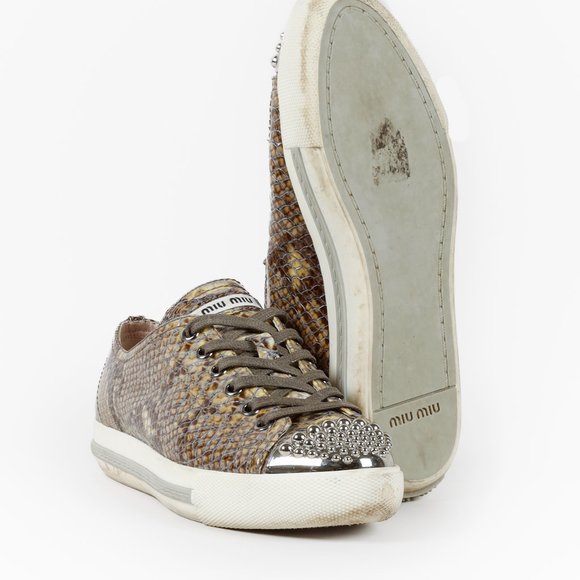 Miu Miu Snakeskin Print Low-Top Sneakers - Picture 4 of 12